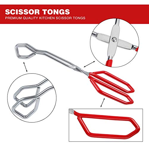 Stainless Steel Scissor Tongs Heavy Duty Cooking Tongs with Soft Handles