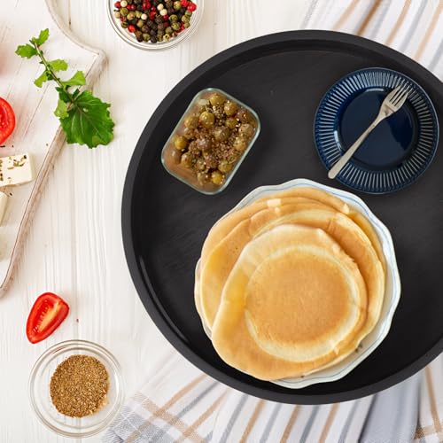 12in Black Bamboo Lazy Susan Turntable with Handle (Black-12in / Bamboo)