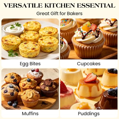 6 Cup Jumbo Muffin Pan for Baking with Metal Frame Nonstick (Cream / 6-Cup Jumbo)