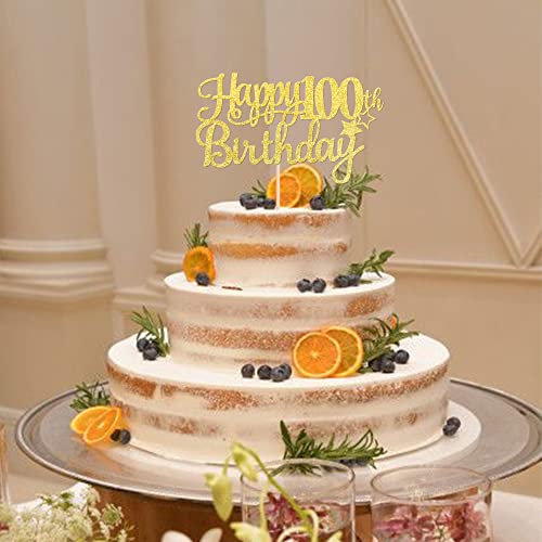 1 PCS Happy 100th Birthday Cake Topper (Gold / 100th)