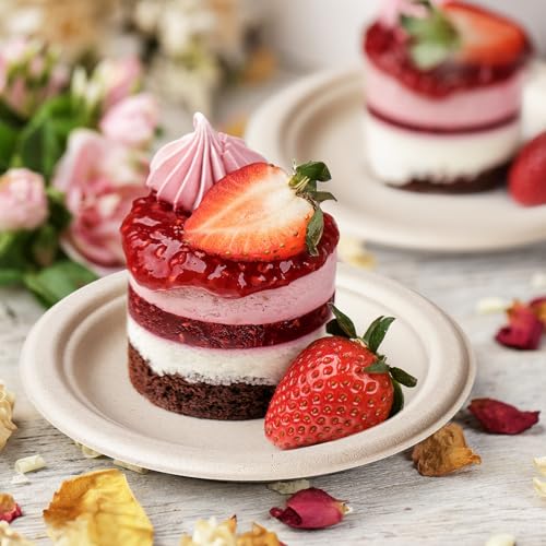 Compostable Small Paper Plates 6 Inch 125 Pack Dessert Plates (Brown / 6in 125pcs)