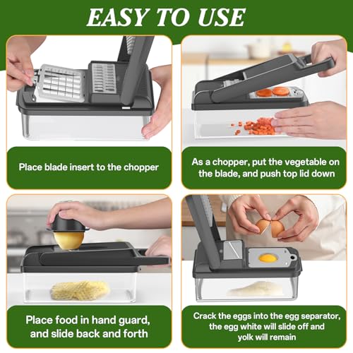 Veggie Chopper Vegetable Cutter (Gray / 10 blades)