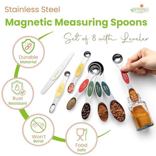 Stainless Steel Magnetic Measuring Spoons Set of 8 (Very Merry / 1-Pack)