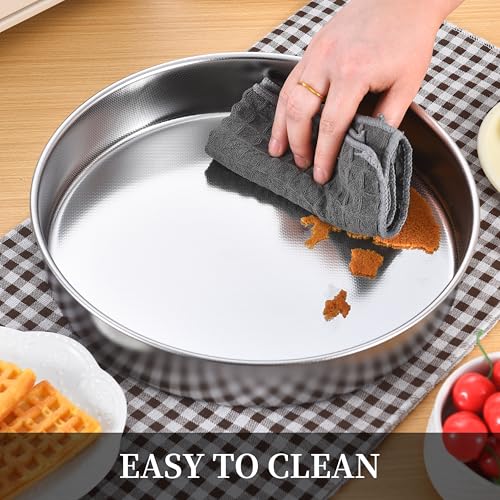 8-9.5-11 Inch Round Cake Pan Set, Stainless Steel Textured Bottom (3 Count)