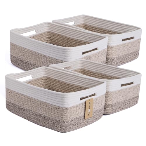 Large Storage Baskets for Organizing (4pcs-L17×W13×H7.5" / Gradient Brown)