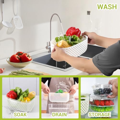 Fresh Produce Vegetable Fruit Storage Containers 3Piece Set (White Clear)