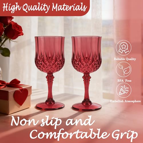 24Pack Plastic Wine Glasses (Scarlet Rose)