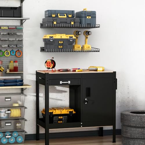 Wall Mounted Storage Shelf for Garage (Black)