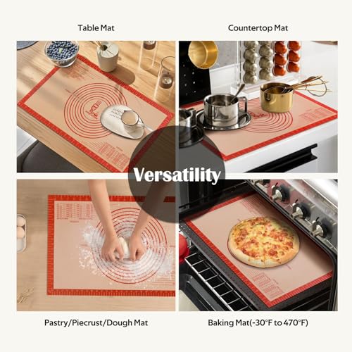 Non slip Silicone Pastry Mat Extra Large Measurements 16''x 26'' Baking Mat (26"L x 16"W)