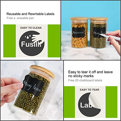 15 Pack 8 oz Glass Jars With Bamboo Lids for Kitchen (8 fl oz (15 pcs))