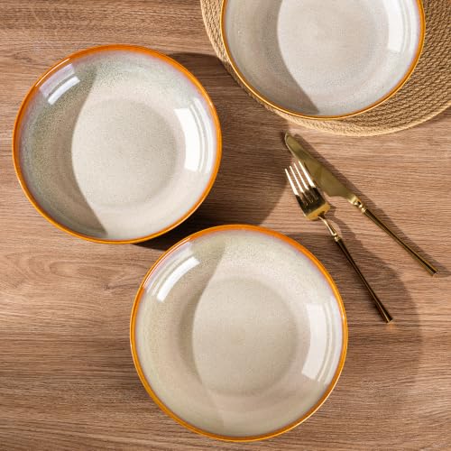 9.0" Ceramic Pasta Bowls Set of 4 (Set of 4 / Khaki)