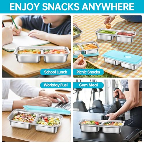 6 Pack Stainless Steel Snack Containers Reusable (4 Count)