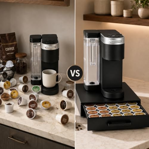 Coffee Pod Storage Drawer for Keurig K (Black- 35 Pods Capacity)