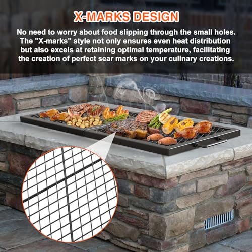 Foldable Rectangular Heavy‑Duty Steel Fire Pit Cooking Grate (36 inch)