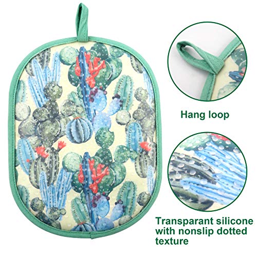 Pot Holders with Transparent Clear Silicone Shell and Nice Cactus Flower (Potholders / Cactus Flower)