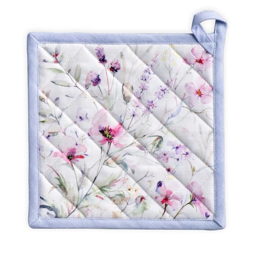 Pot Holders 100% Cotton Potholders (068 - Summer Floral / 8" x 8" (Pot Holder Pack of 1))