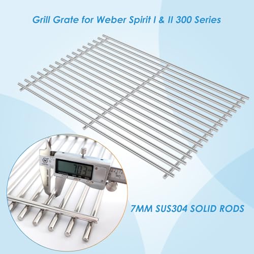 7639 17.5" Grill Grates Replacement for Weber GS4 Spirit II 300 Series (17 1/2" x 11 7/8"SS)