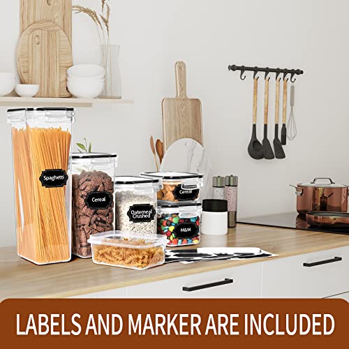 Airtight Food Storage Containers with Lids (Black-12 Piece)