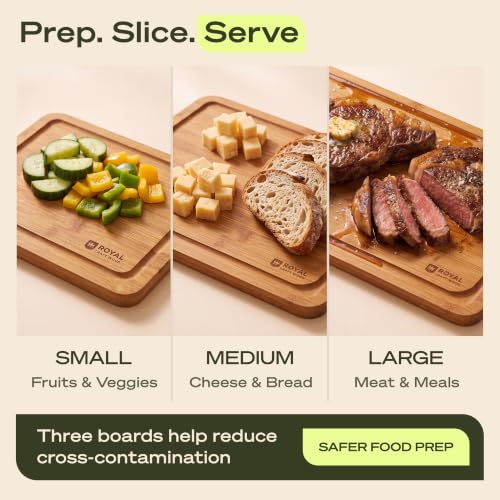 Wooden Cutting Boards for Kitchen Meal Prep & Serving (3-Piece / Carbonized)