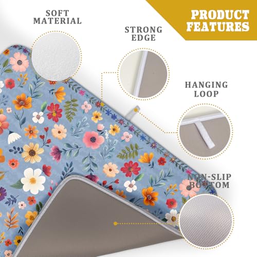Colorful Flower Dish Drying Mat (Wildflowers Blue / 24" x 18")