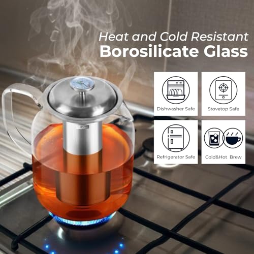 68oz Glass Teapot with Thermometer (68 fluid ounces with thermometer)