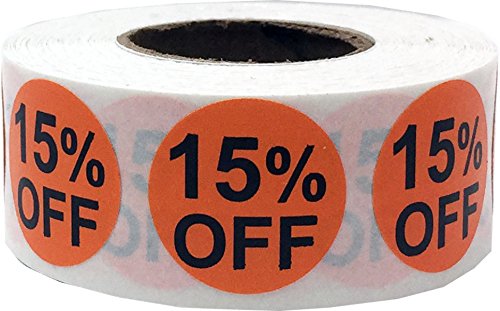InStockLabels 15% Orange Retail Sale Stickers