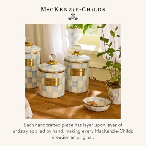 Enamel Herb Pot Set (Sky Check)