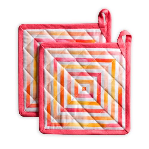 Pot Holders 100% Cotton Potholders (073 - Summer Maze / 8" x 8" (Pot Holder Pack of 2))