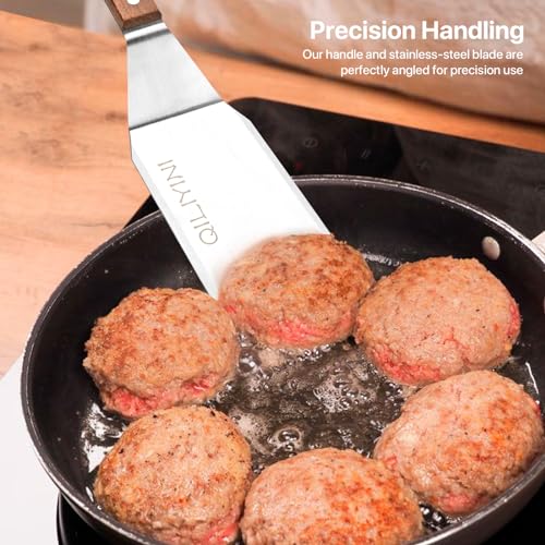 2 Pcs Stainless Steel Spatula Turner for Cast Iron Skillet (Silver)