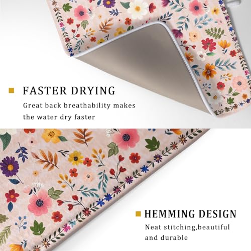 Spring Flowers Dish Drying Mat (Wildflowers Pink / 24" x 18")