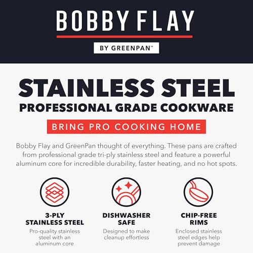 x Bobby Flay Stainless Steel 12 Piece Cookware Pots & Pans Set (12 Piece Cookware Set / Stainless Steel)