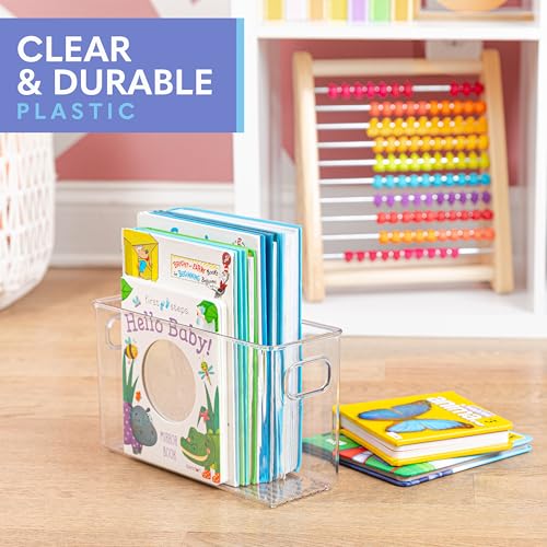 Plastic Food Storage 4 Pack Clear Container Bin with Handles for Organizing Kitchen