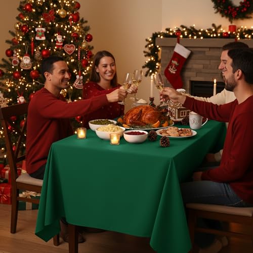6 Pack Hunter Green Tablecloths for Rectangle Tables (Hunter Green / 90x156 In, 6 Pack)