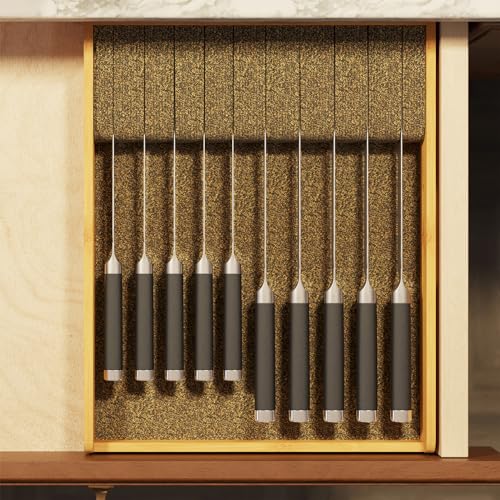 Large Knife Drawer Organizer Bamboo Insert Dock (Natural, Large)