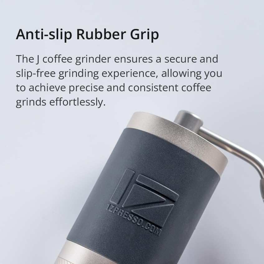 J Manual Coffee Grinder Silver with Assembly Stainless Steel Conical Burr
