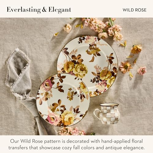 Enamel Round Tray (White Wild Rose)