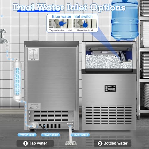 Commercial Ice Maker 200LB (200LBS/24H-55 Ice Cubes / Freestanding Ice Maker)