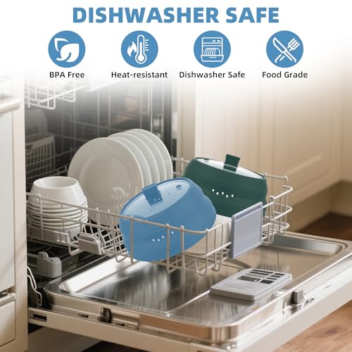 Tall Microwave Splatter Cover Glass Cover Guard Lid 6 inch Height with Collapsible Silicone for Food Pot Plate 12.5 inch Blue (Blue / Taller style 12.5 inch)