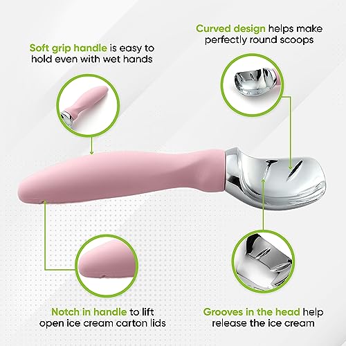 Heavy Duty Ice Cream Scoop with Soft Grip Handle