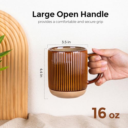 Coffee Mugs Set of 6 (Caramel / Set of 6 (16 Ounces))