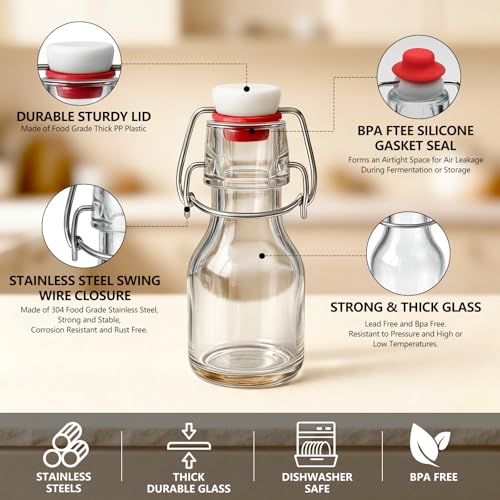 20pack 2oz Swing Top Glass Bottles with Airtight Lids for Vanilla (2 oz 20 pack)