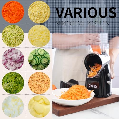Upgrade Rotary Cheese Grater Shredder with Handle (Black)