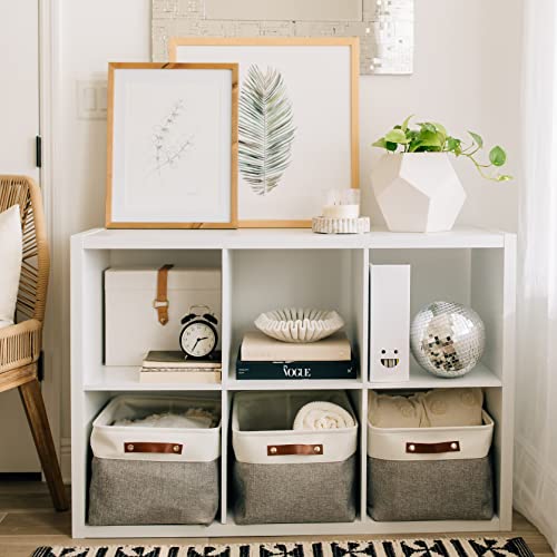 16x12.5in Storage Baskets (Gray / Off-White / Extra Large - 3pc)