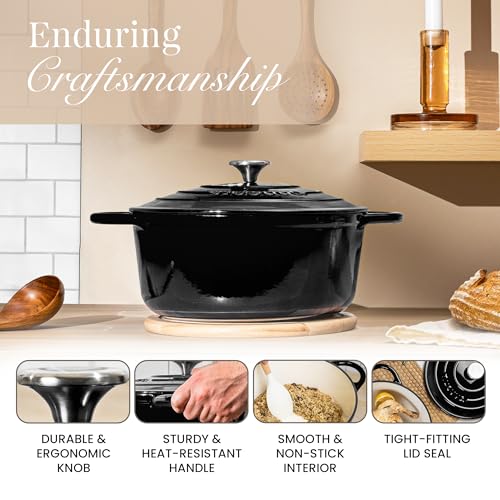 Cast Iron Dutch Oven with Lid (Black / 7.3-Quart - Deep)