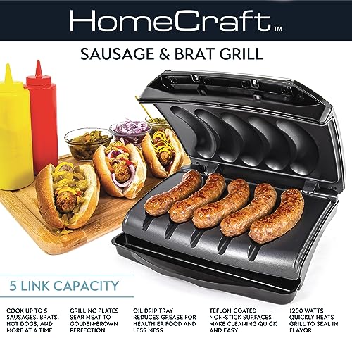 Homecraft Electric Sausage & Brat Grill with Oil Drip Tray (Modern)