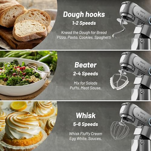 Stand Mixer 3.5QT&6QT Bowls Mixers Kitchen Electric Stand Mixer Gray (Gray / Two Bowls (3.5QT + 6QT))