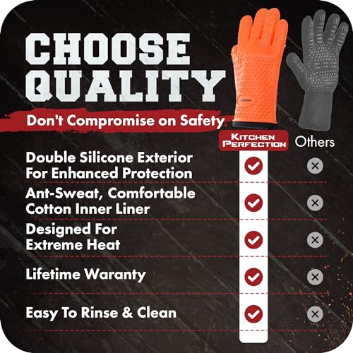 S Silicone Smoker BBQ Gloves (Orange / Small)
