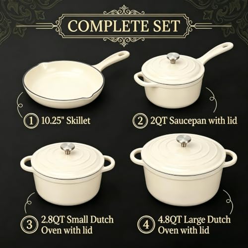 Enameled Cast Iron Cookware Set (White I)
