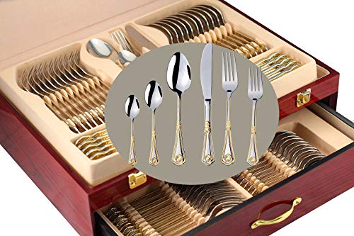 Venezia Collection Gold Flatware Serving Set for 12 ("Miami")