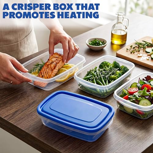 18 Pcs 33 oz Plastic Food Storage Containers with Lids (Dark Blue)